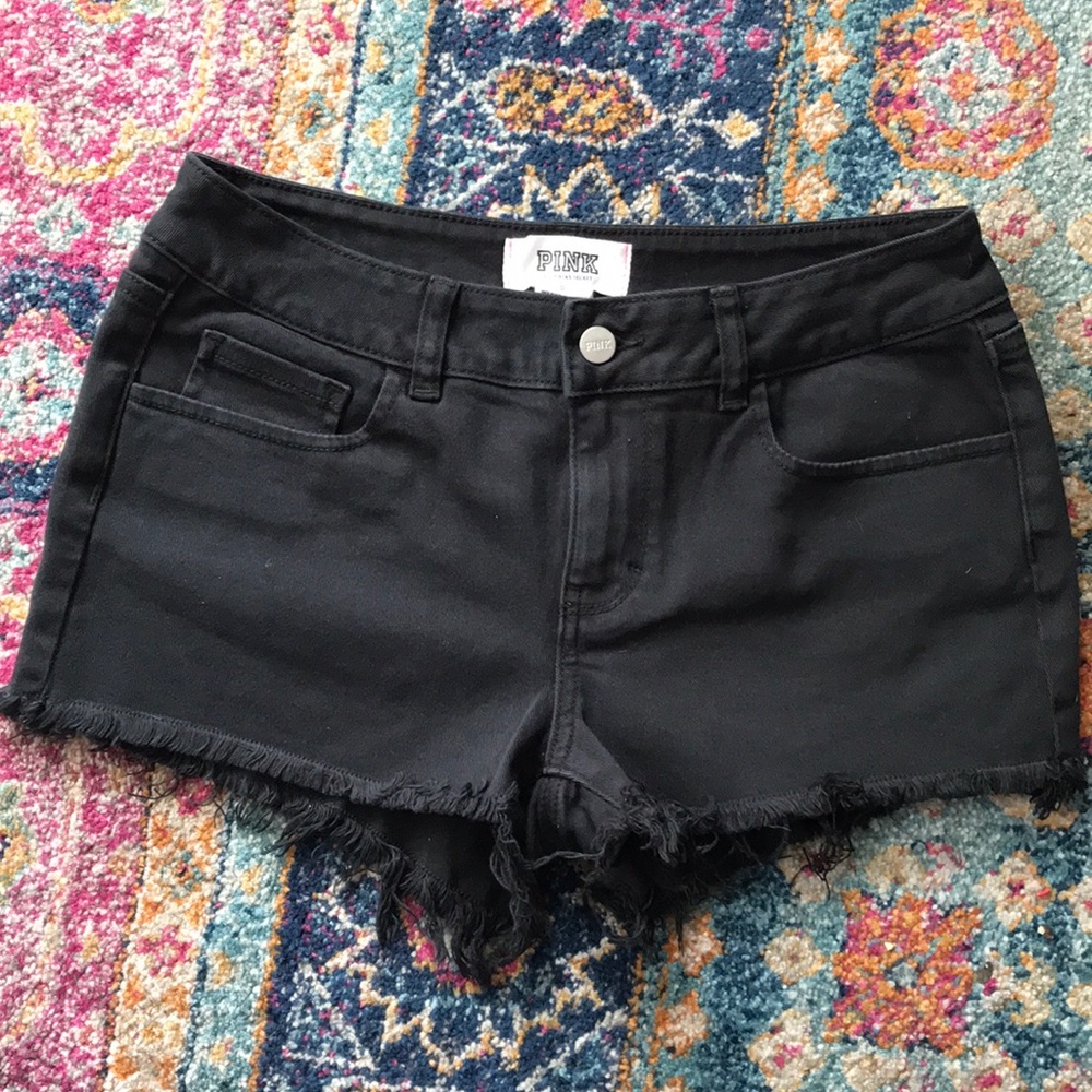 PINK black denim shorts